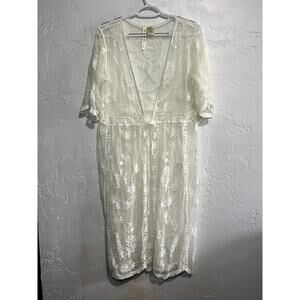 Forgotten Grace floral lace duster kimino coverup‎ cardigan womens small dainty